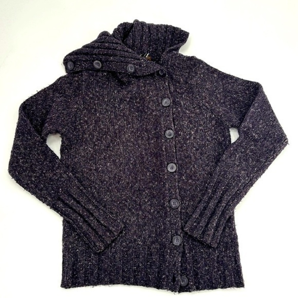 UEC BCBG cardigan turtleneck sweater size small gray textured